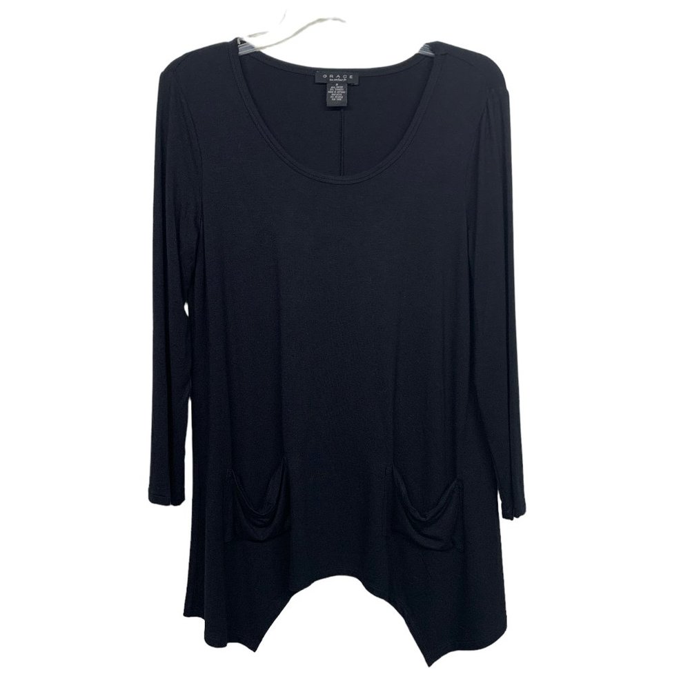 Grace the perfect fit Women's size S Black Oversized Stretch Tunic Top